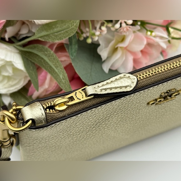Coach Gold Metallic Pebbled Leather Wristlet - Picture 13 of 15